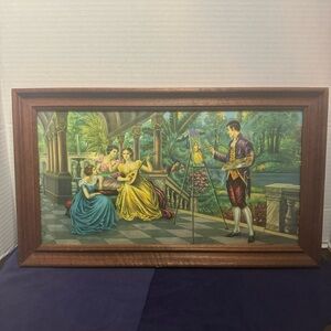 Vintage Framed Victorian Wall Art Man Painting Three Women
